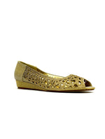 Indi Low Wedge Perforated Sandal Gold