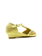 Girl's Wedge T-Bar Party Sandals Gold