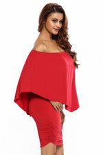 Plus Size Multiple Dressing Layered Red Mini Poncho Dress