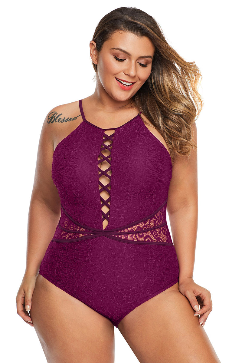 Purple Plus Shamilar High-Neck One Piece Swimsuit