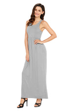 Grey Racerback Maxi Dress with Pockets