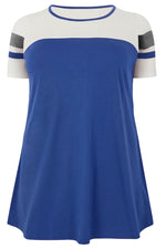 Blue Plus Size Colour Block Top