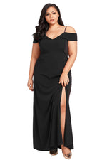 Black Long Off the Shoulder Plus Size Gown