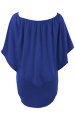 Plus Size Multiple Dressing Layered Blue Mini Poncho Dress