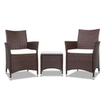 Gardeon 3 Piece Wicker Outdoor Furniture Set - Brown