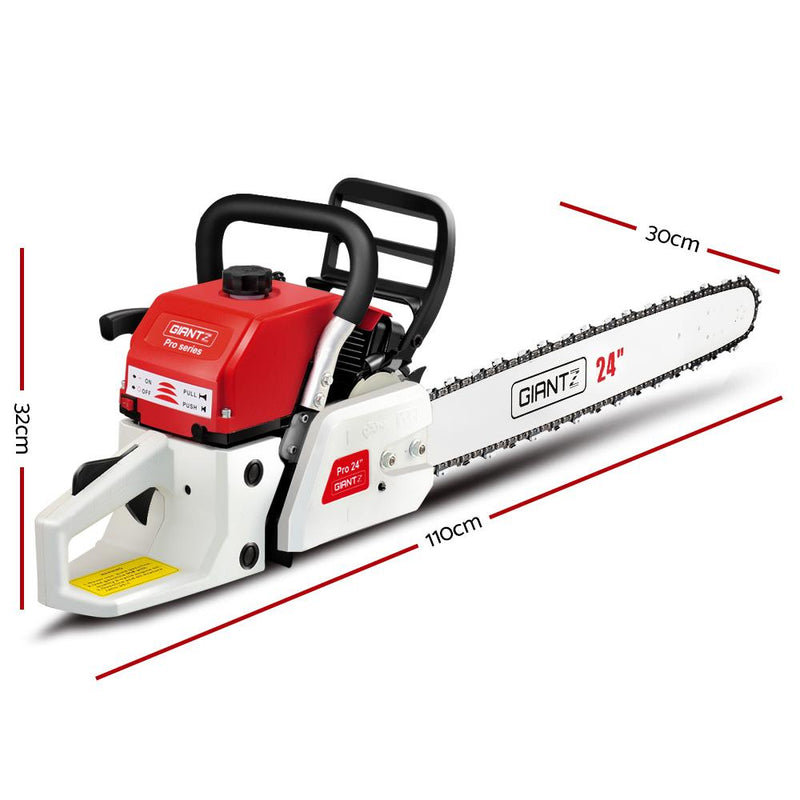 Giantz 92CC Commercial Petrol Chainsaw - Red & White