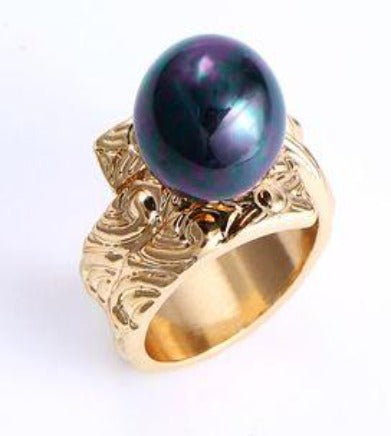 Hawaiian Black Pearl ring ready to ship