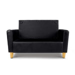 Keezi Storage Kids Sofa Children lounge Chair Couch PU Leather Padded Black