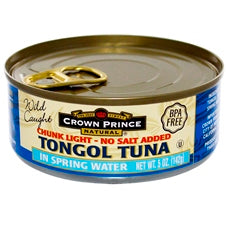 Crown Prince Natural Chunk Light Tongol Tuna In Spring Water (12x5Oz)