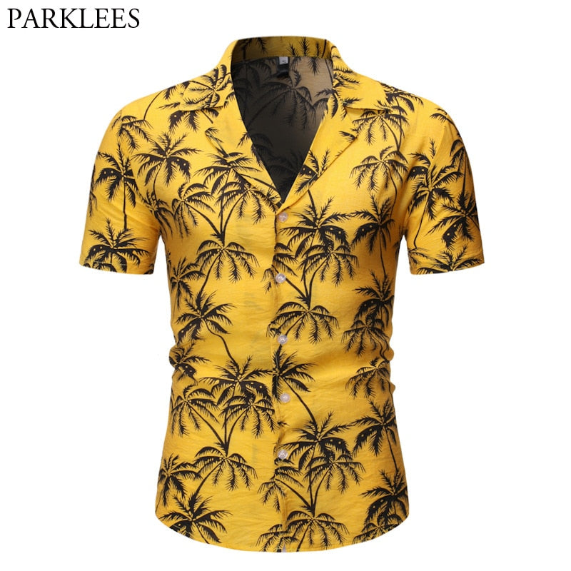 Plam Tree Print Hawaiian Aloha Shirts