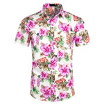 Mens Shirts Summer Floral Print Beach Hawaiian Shirt