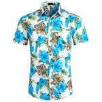 Mens Shirts Summer Floral Print Beach Hawaiian Shirt