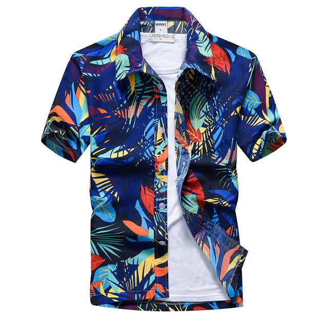 Summer Short Sleeve Hawaiian Shirt Beach style