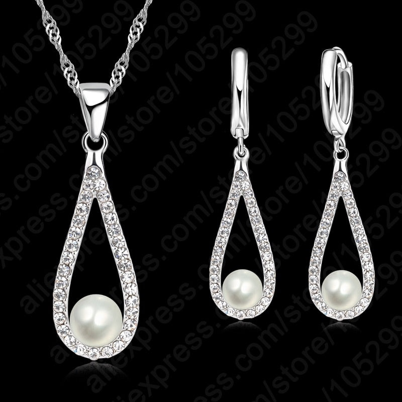 Pure 925 Sterling Silver Shiny CZ Crystal Water Drop style