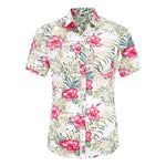 Jeetoo Mens Casual Flower Flamingos Print Shirt