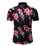 White Floral Print Hawaiian Shirt Men