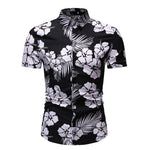 White Floral Print Hawaiian Shirt Men