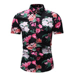 White Floral Print Hawaiian Shirt Men