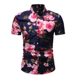 White Floral Print Hawaiian Shirt Men