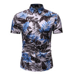 White Floral Print Hawaiian Shirt Men