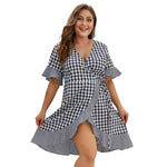 Summer Big Size Dress Women Lattice Oversize