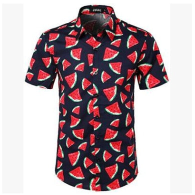 Men Hawaiian Shirt Masculina Summer Chemise