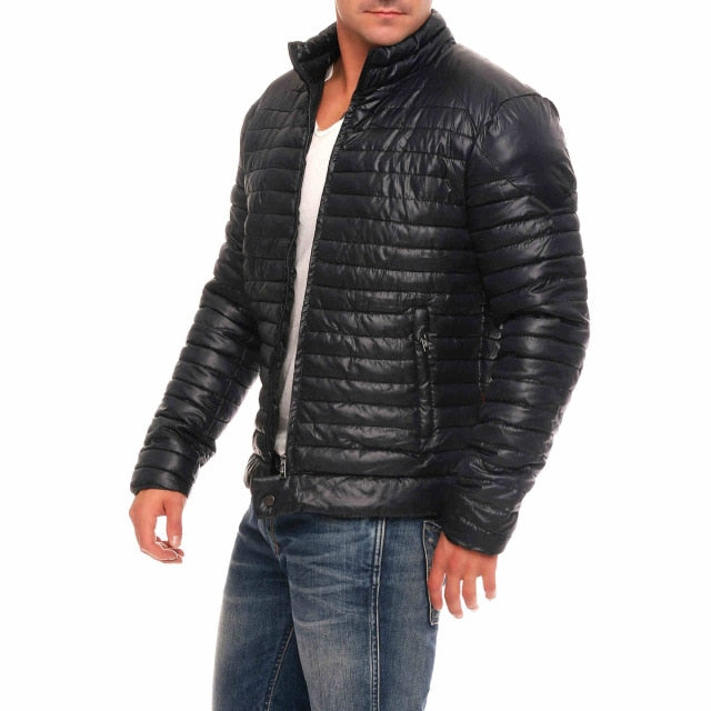 Men Winter Casual Thick Padded Jacket Zipper Slim