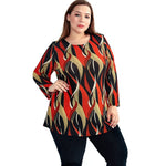 Plus Size Print Tshirt Women Elegant Bohemian Orange