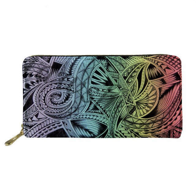 Women Leather Wallets Polynesian Style