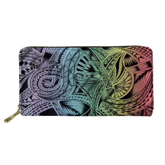 Nopersonality Polynesian Style Leather Wallets for Women Casual Female Ladies Credit Card Holders Unique Travel Coin Purse