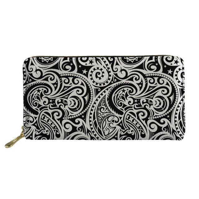 Nopersonality Polynesian Style Leather Wallets for Women Casual Female Ladies Credit Card Holders Unique Travel Coin Purse