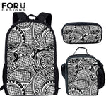 FORUDESIGNS Polynesian Traditional Tribal Print 3pcs Primary Kids School Bags Set Children School Backpack Satchel Shoulder Bags