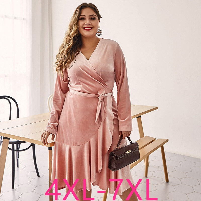 Fashion autumn winter plus size party dress for women