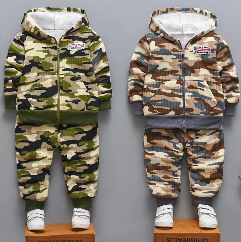 Autumn and winter Baby Boys Girls Hooded Warm Camouflage