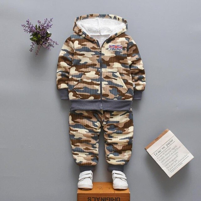 Autumn and winter Baby Boys Girls Hooded Warm Camouflage