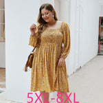 2019 autumn winter plus size floral dress for women