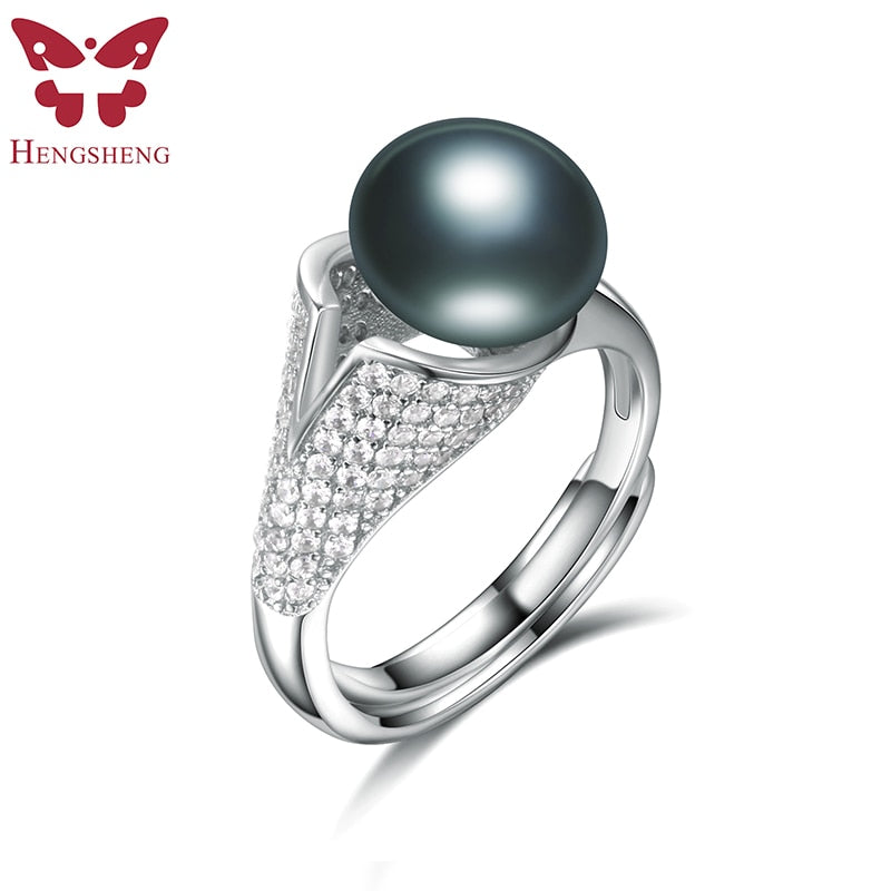 Real Natural Black Pearl Ring For Women,Fashion Jewelry 7-12 mm