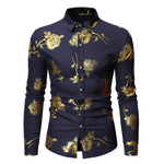 Gold Rose Floral Print Shirt Men Brand New Mens Steampunk