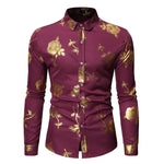 Gold Rose Floral Print Shirt Men Brand New Mens Steampunk