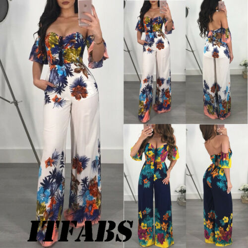 Sexy Strappy Floral Jumpsuits Women Clubwear