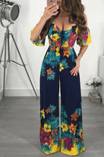 Sexy Strappy Floral Jumpsuits Women Clubwear