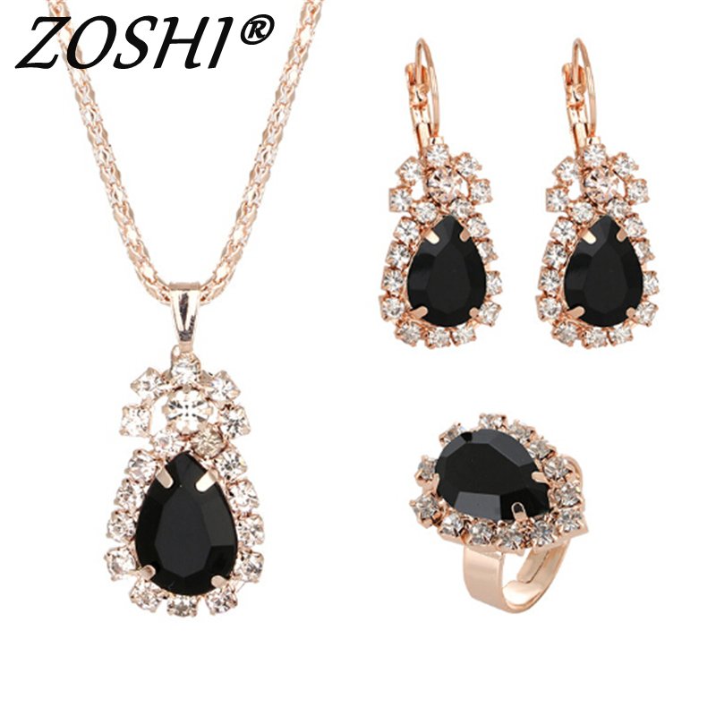 Fashion Waterdrop Shiny Rhinestones Necklace sets