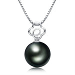 18K Solid Gold Black Pearl Pendant Hollow Flower Natural Tahiti Pearl