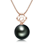 18K Solid Gold Black Pearl Pendant Hollow Flower Natural Tahiti Pearl