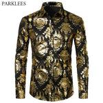 Shiny Floral Bronzing Men Shirt Nightclub