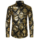 Shiny Floral Bronzing Men Shirt Nightclub