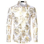 Shiny Floral Bronzing Men Shirt Nightclub