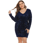 Long Sleeves V Neck Sequin Dress