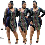 Women Plus Size 4xl 5xl Glitter Dress