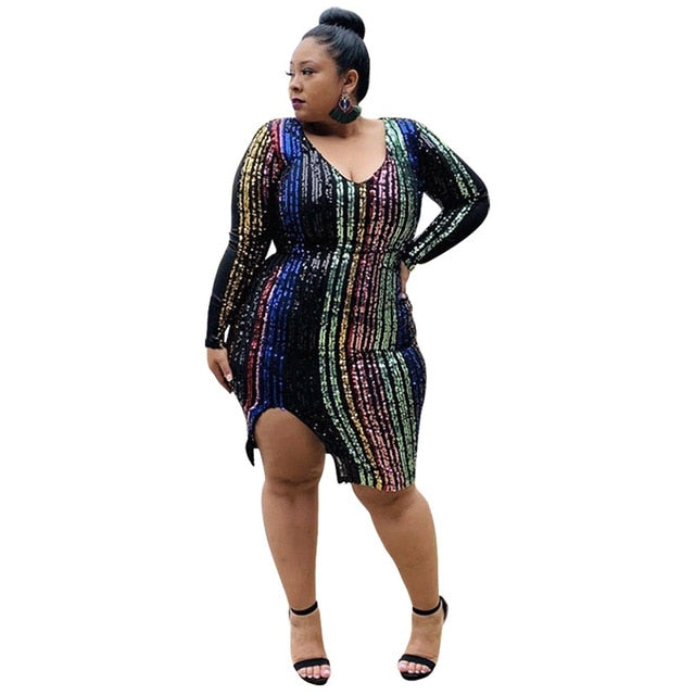 Women Plus Size 4xl 5xl Glitter Dress